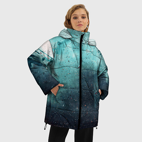 Женская зимняя куртка Светло-синий тени и краски / 3D-Красный – фото 3