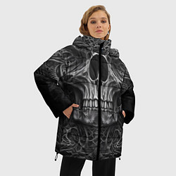 Куртка зимняя женская Череп в стиле Гигера, цвет: 3D-черный — фото 2