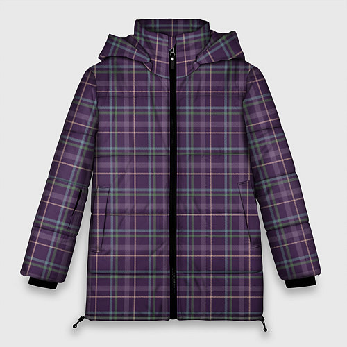 Женская зимняя куртка Джентльмены Шотландка темно-фиолетовая / 3D-Светло-серый – фото 1