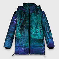 Куртка зимняя женская Абстракция: неоновые огни подводного мира, цвет: 3D-красный