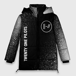 Куртка зимняя женская Twenty One Pilots glitch на темном фоне: надпись,, цвет: 3D-черный