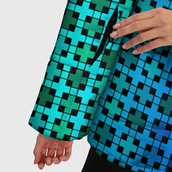 Куртка зимняя женская Сине-зеленый геометрический узор, цвет: 3D-красный — фото 2