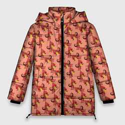 Куртка зимняя женская Декоративный растительный орнамент, цвет: 3D-черный