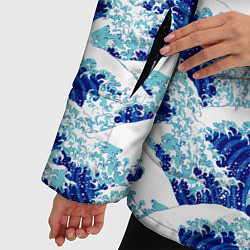 Куртка зимняя женская Японские синие волны, цвет: 3D-красный — фото 2