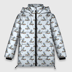 Куртка зимняя женская Совушки на ветках, цвет: 3D-черный