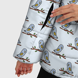 Куртка зимняя женская Совушки на ветках, цвет: 3D-светло-серый — фото 2