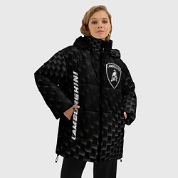 Куртка зимняя женская Lamborghini карбоновый фон, цвет: 3D-черный — фото 2