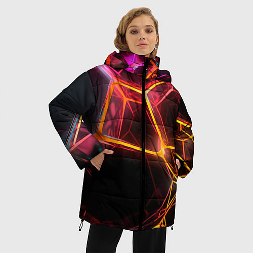 Женская зимняя куртка Неоновая конструкция / 3D-Красный – фото 3