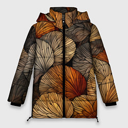 Куртка зимняя женская Листья желтые, цвет: 3D-черный
