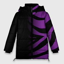 Куртка зимняя женская Фиолетовый с черными полосками зебры, цвет: 3D-черный