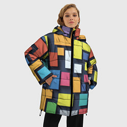 Куртка зимняя женская Тетрис цветные кубики, цвет: 3D-красный — фото 2