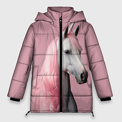 Куртка зимняя женская Единорог розовая грива, цвет: 3D-черный