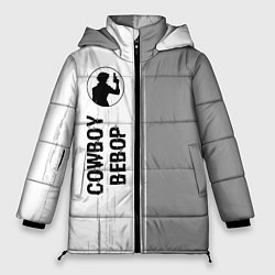 Куртка зимняя женская Cowboy Bebop glitch на светлом фоне: по-вертикали, цвет: 3D-черный