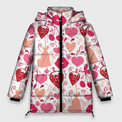 Куртка зимняя женская Клубничная любовь, цвет: 3D-светло-серый