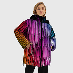 Куртка зимняя женская Радужные узор полосы, цвет: 3D-черный — фото 2