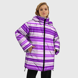 Куртка зимняя женская Фиолетовые полосы, цвет: 3D-черный — фото 2