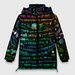 Куртка зимняя женская Символы психоделика - нейронная сеть, цвет: 3D-черный
