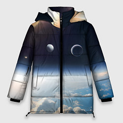 Куртка зимняя женская Космос и планета Сатурн, цвет: 3D-светло-серый