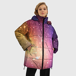 Куртка зимняя женская Желто фиолетовое свечение и звезды, цвет: 3D-красный — фото 2