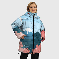 Куртка зимняя женская Вид на Фудзияму - Япония, цвет: 3D-светло-серый — фото 2