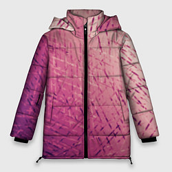 Куртка зимняя женская Абстракция розовый полосы градиент, цвет: 3D-черный