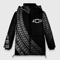 Куртка зимняя женская Chevrolet tire tracks, цвет: 3D-черный
