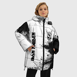 Куртка зимняя женская Iron Maiden и рок символ на светлом фоне, цвет: 3D-черный — фото 2
