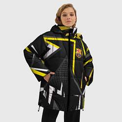 Куртка зимняя женская ФК Барселона эмблема, цвет: 3D-черный — фото 2