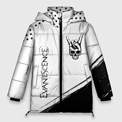 Женская зимняя куртка Evanescence и рок символ на светлом фоне