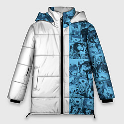Куртка зимняя женская Ахегао на белом фоне, цвет: 3D-черный