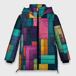 Куртка зимняя женская Современные геометрические фигуры, цвет: 3D-светло-серый