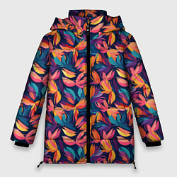 Куртка зимняя женская Россыпь разноцветных лепестков, цвет: 3D-светло-серый