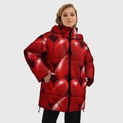 Куртка зимняя женская Red hearts, цвет: 3D-красный — фото 2