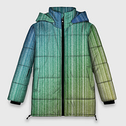 Куртка зимняя женская Градиент полосы зеленый, цвет: 3D-черный