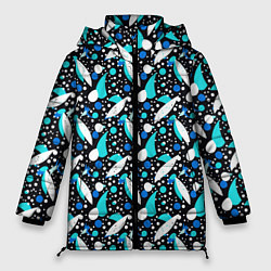 Куртка зимняя женская Листопад в синих тонах, цвет: 3D-светло-серый