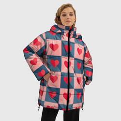 Куртка зимняя женская Pettern hearts, цвет: 3D-красный — фото 2