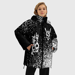 Куртка зимняя женская My Chemical Romance и рок символ на темном фоне, цвет: 3D-черный — фото 2
