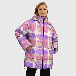Куртка зимняя женская Нежные сердечки, цвет: 3D-светло-серый — фото 2