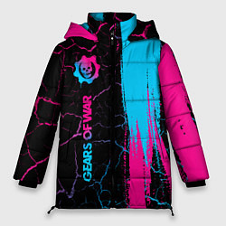 Куртка зимняя женская Gears of War - neon gradient: по-вертикали, цвет: 3D-черный