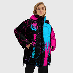 Куртка зимняя женская Gears of War - neon gradient: по-вертикали, цвет: 3D-черный — фото 2