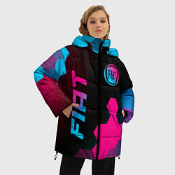 Куртка зимняя женская Fiat - neon gradient: надпись, символ, цвет: 3D-черный — фото 2