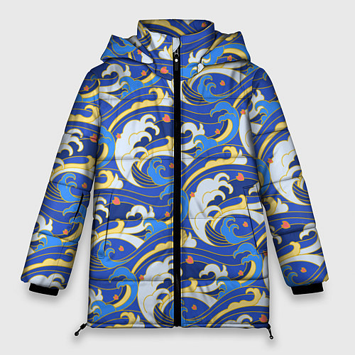 Женская зимняя куртка Японский традиционный узор волн / 3D-Светло-серый – фото 1