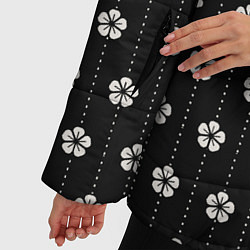 Куртка зимняя женская Японский узор цветов, цвет: 3D-черный — фото 2