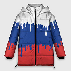 Куртка зимняя женская Флаг России - потёки, цвет: 3D-светло-серый