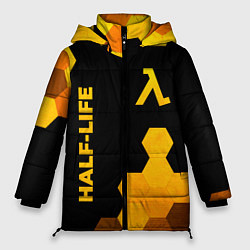 Женская зимняя куртка Half-Life - gold gradient: надпись, символ