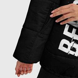 Куртка зимняя женская Berserk glitch на темном фоне: надпись, символ, цвет: 3D-черный — фото 2