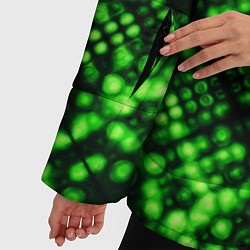 Куртка зимняя женская Зеленые точечные ромбы, цвет: 3D-черный — фото 2
