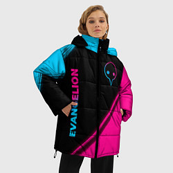 Куртка зимняя женская Evangelion - neon gradient: надпись, символ, цвет: 3D-черный — фото 2
