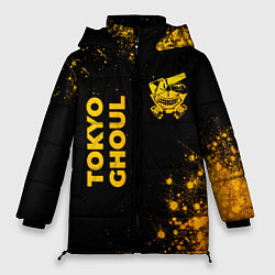 Женская зимняя куртка Tokyo Ghoul - gold gradient: надпись, символ