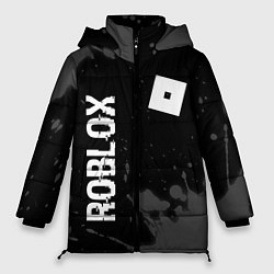Куртка зимняя женская Roblox glitch на темном фоне: надпись, символ, цвет: 3D-черный
